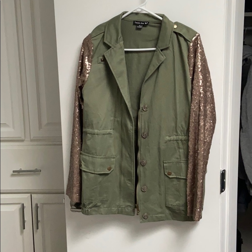 Jacket with sequin sleeves